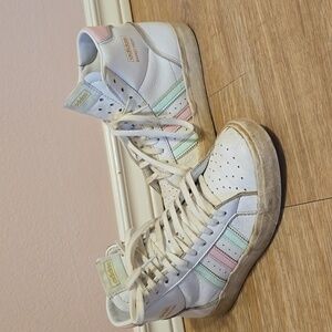 🌈Adidas Basket Profi Sneakers Shoes White Green Pink Size 6: FW4515